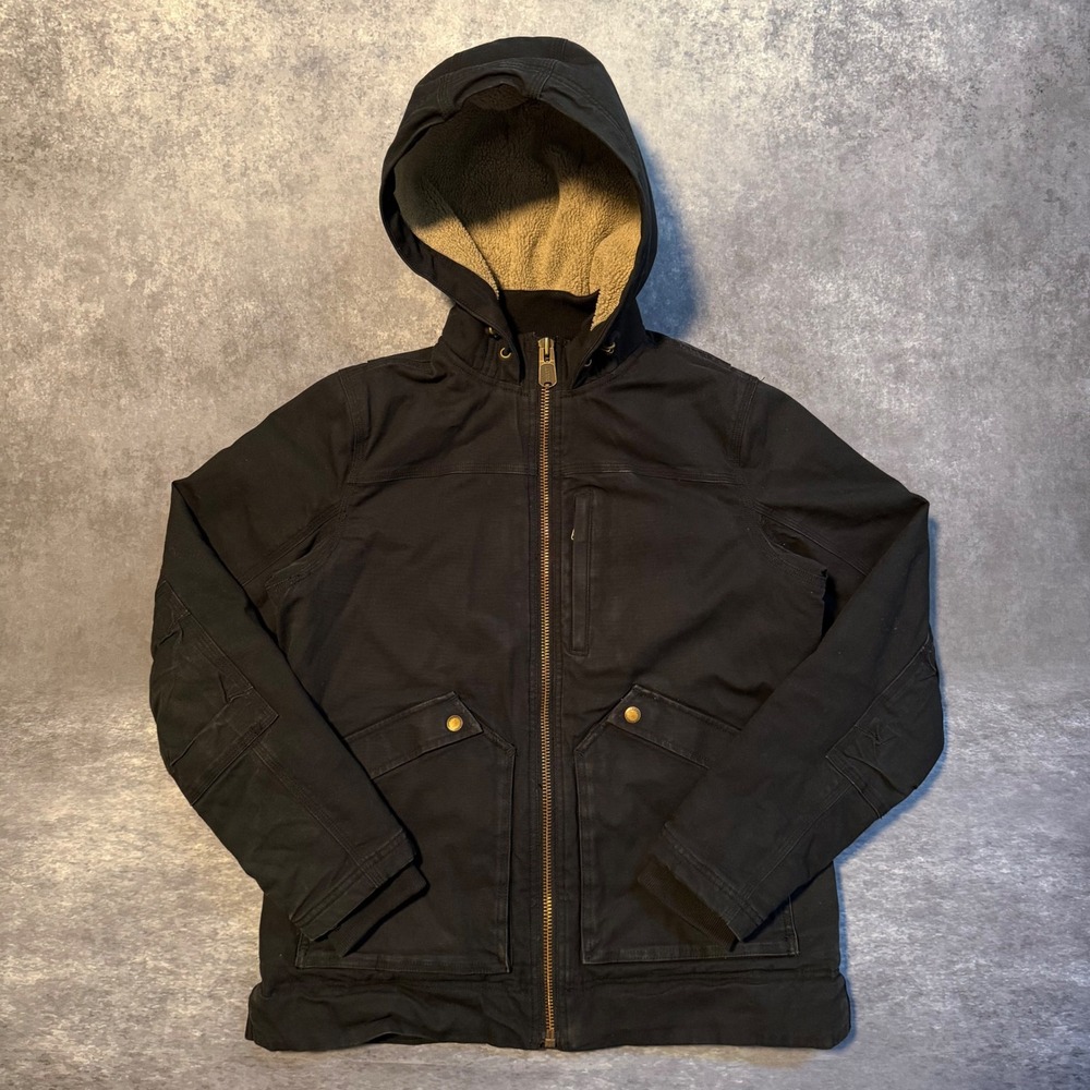 Duluth Trading Co Womens XS Black Fire Hose Hooded Jacket Canvas Work Coat